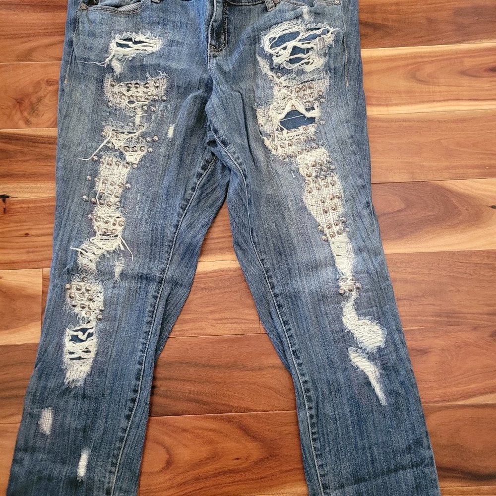 Torrid DIstressedBoyfriend Jeans with Metal Bling!